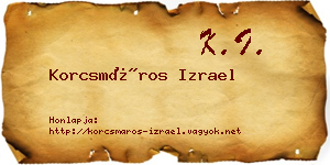 Korcsmáros Izrael névjegykártya